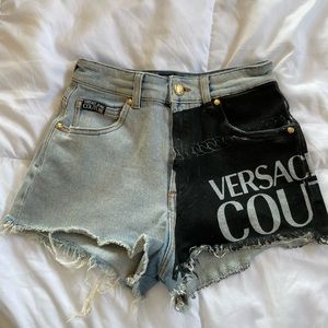 Versace Logo Denim Shorts